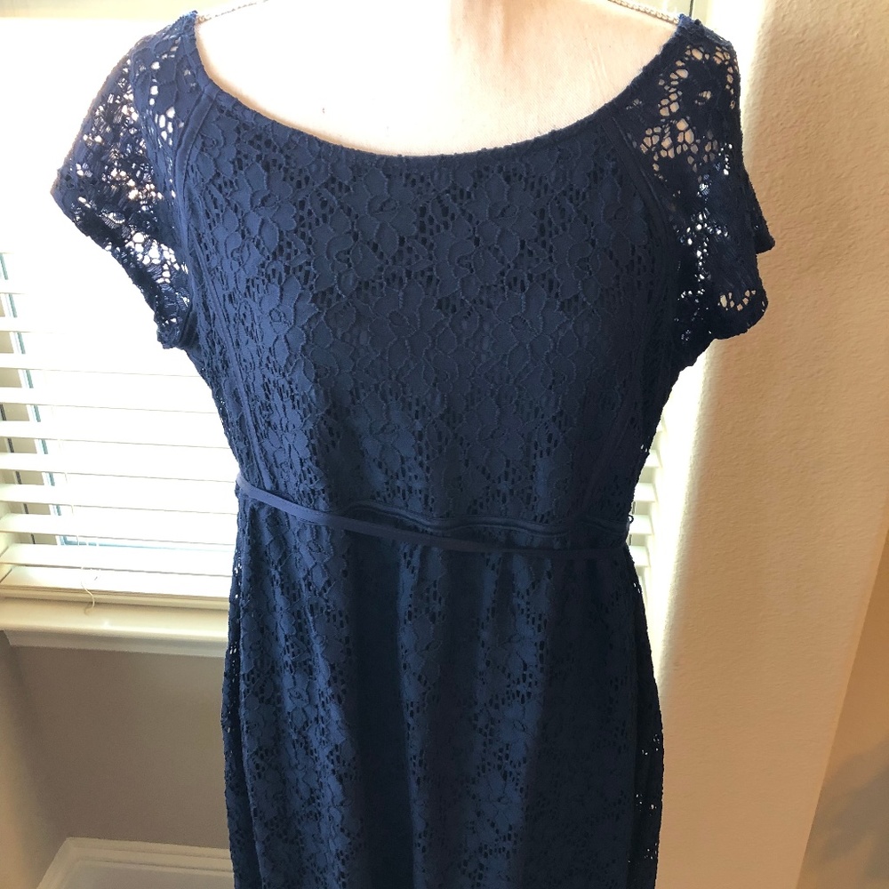 Motherhood Maternity Eyelet Navy Dress